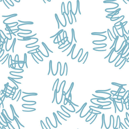 Fantasy messy freehand doodle geometric shapes seamless pattern. Infinity ditsy scribble abstract card layout. creative background. Textile, fabric, wrapping paper.のイラスト素材