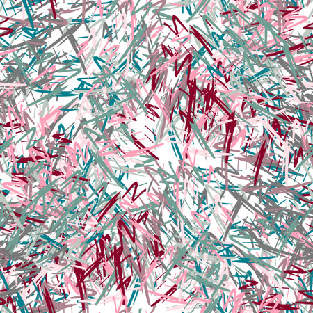 Fantasy messy freehand doodle geometric shapes seamless pattern. Infinity ditsy scribble abstract card layout. creative background. Textile, fabric, wrapping paper.のイラスト素材