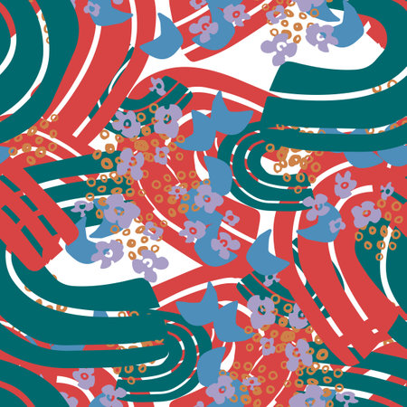 Fantasy messy freehand doodle geometric shapes seamless pattern. Infinity ditsy scribble abstract card layout. creative background. Textile, fabric, wrapping paper.のイラスト素材