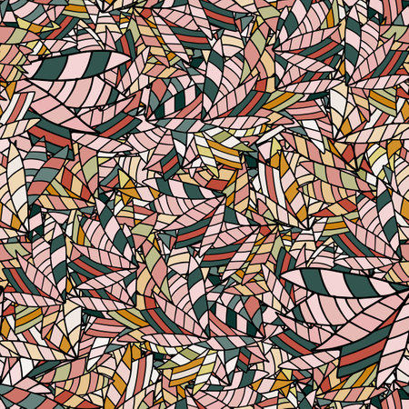 Fantasy messy freehand doodle geometric shapes seamless pattern. Infinity ditsy scribble abstract card layout. creative background. Textile, fabric, wrapping paper.のイラスト素材