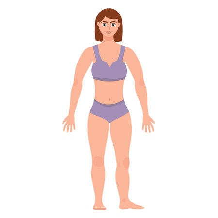 Cute sporty woman body silhouette , whole-length female character in underwear in flat style in front.のイラスト素材