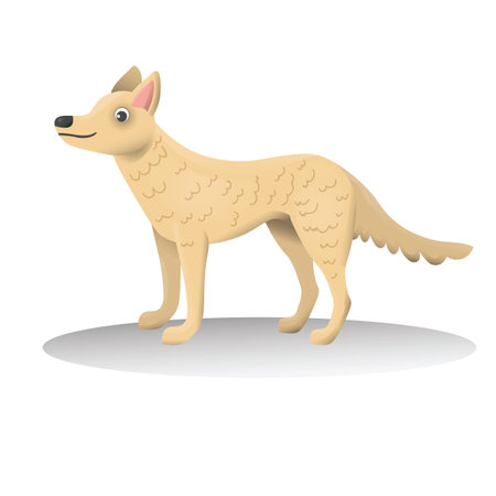 Cute cartoon happy dog standing isolated on white background. Animal, pet in children's flat style.のイラスト素材