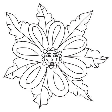 Beautiful flower coloring page for adults vector illustration. outline drawing.のイラスト素材