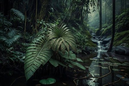 rainforest landscape. Generative AI.の素材
