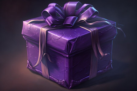 purple gift illustration. Generative AI.の素材