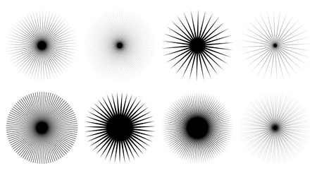 Black halftone star flash shapes set. Set of starburst, sunburst icons on a white background.のイラスト素材