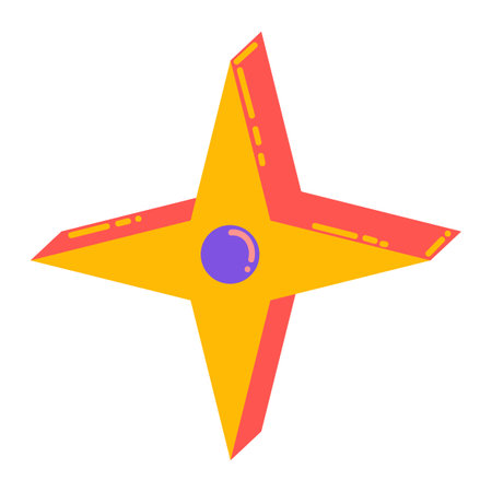 Colorful ornamental pseudo 3D star isolated on white. Symbol for game, flat styleのイラスト素材