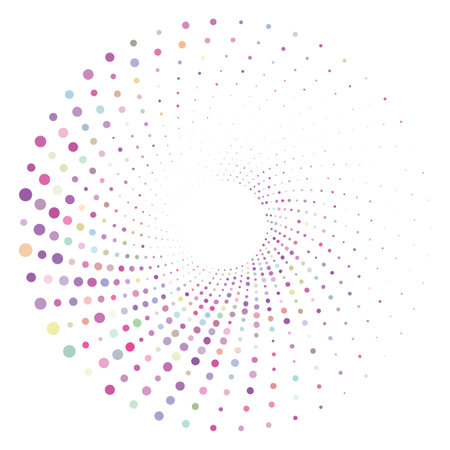 Colorful retro pop art halftone circle. Round dotted texture. Swirl, tornado shape.のイラスト素材