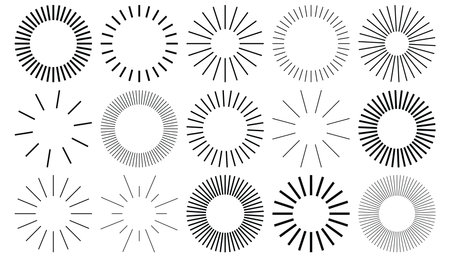 Geometric round line art frames, vertical thin lines in the circle. Abstract stripes isolated on white background.のイラスト素材
