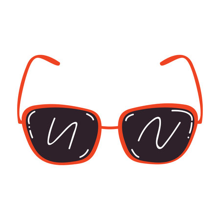 Cute cartoon sunglasses in flat style. Summer dark glasses isolated on white background.のイラスト素材