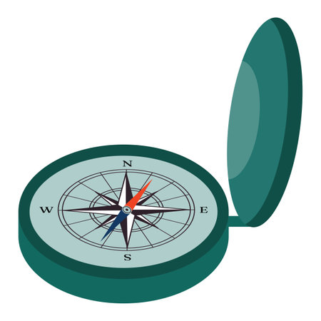 Cartoon camping compass in flat style isolated on white background.のイラスト素材