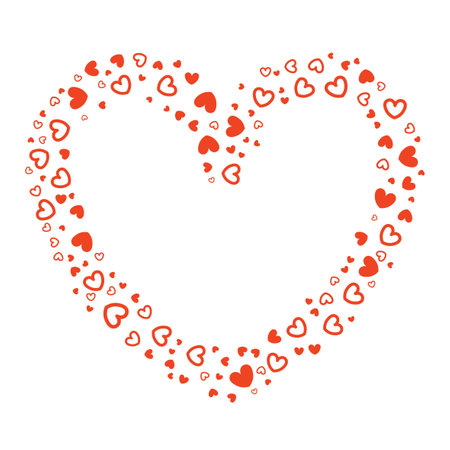 Cute heart shapes frame. Valentines day border decor. Heart shape for greeting cards, templates, stickers. Love symbol.のイラスト素材