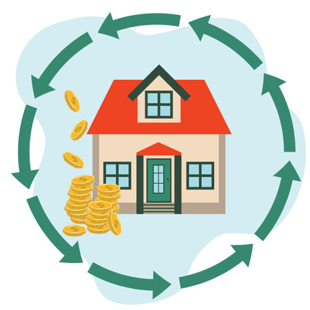 Reverse mortgage. Real estate purchase concept. Successful investment concept. Flat style illustration.のイラスト素材
