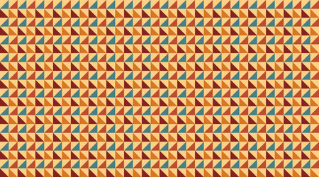 Seamless geometric pattern featuring a rhythmic tribal grid of triangles in warm orange, red, and...