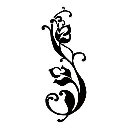 Pattern of black frieze with flowersのイラスト素材