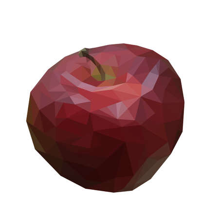 Red apple covered with triangular grid, isolated on white background. Vector illustrationのイラスト素材
