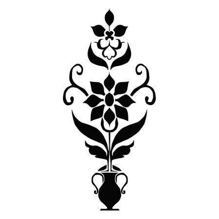black and white pattern leaf flower tattooのイラスト素材