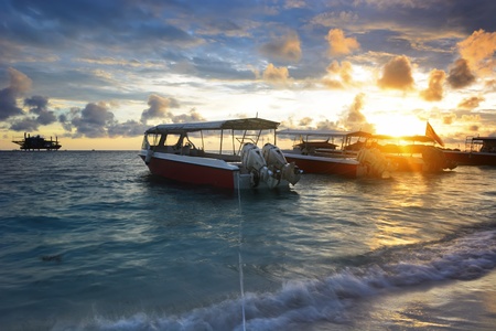 Boat with beautiful sunriseのeditorial素材