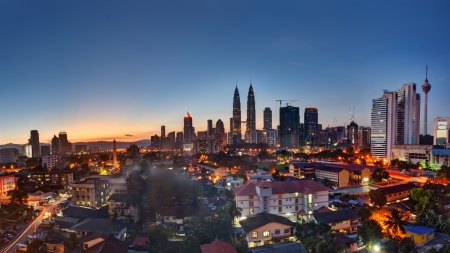 kuala lumpur skyline at Duskのeditorial素材