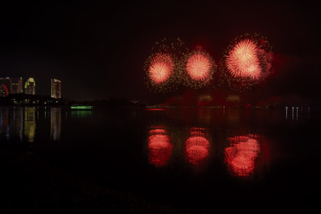 Fireworks with reflection