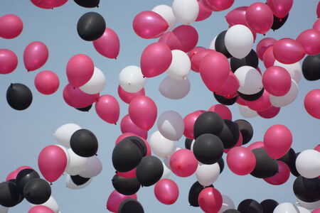 Balloons flying to the skyの写真素材