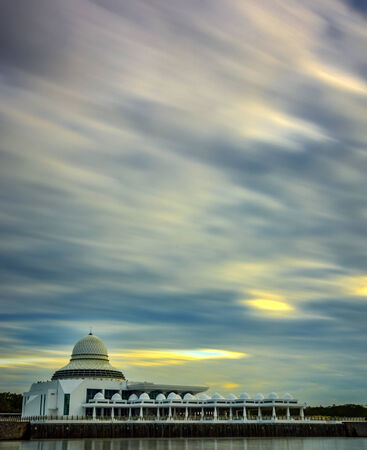 Moving clouds over the mosqueの写真素材