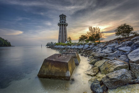  Lighthouse at Telaga Harbour Park, Langkawi, Malaysia with beautiful skyの写真素材