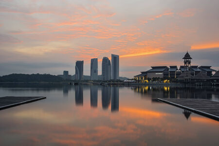 Cloudy Sunrise scene at Putrajaya Sport Centerのeditorial素材