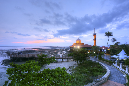 Blue hours with floating mosqueの写真素材