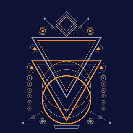 Abstract sacred geometry hand drawn vector illustration ornamentのイラスト素材