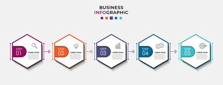 Vector Infographic design business template with icons and 5 options or steps. Can be used for process diagram, presentations, workflow layout, banner, flow chart, info graphのイラスト素材