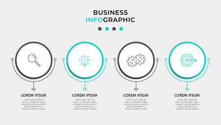 Vector Infographic design business template with icons and 4 options or steps. Can be used for process diagram, presentations, workflow layout, banner, flow chart, info graphのイラスト素材