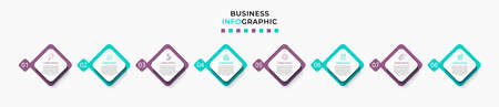 Vector Infographic design business template with icons and 8 options or steps. Can be used for process diagram, presentations, workflow layout, banner, flow chart, info graphのイラスト素材