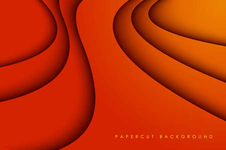 Abstract orange wave modern papercut background dimension layers. eps10 vectorのイラスト素材