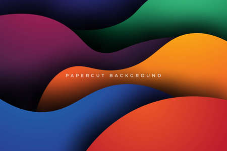 abstract colorful wavy overlap papercut background. eps10 vector