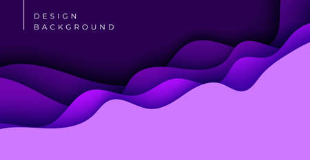 Multi layers purple texture 3D papercut layers in gradient vector banner. Abstract paper cut art background design for website template. Topography map concept or smooth origami paper cutのイラスト素材