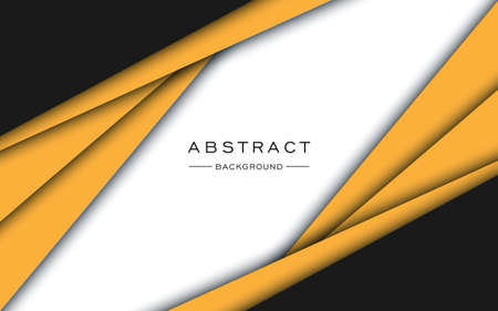 abstract black white yellow shape overlap layers dimension background. eps10 vectorのイラスト素材