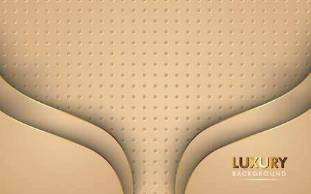 luxurios abstract soft brown gold line modern overlap with curve shape and circle texture background. eps10 vectorのイラスト素材