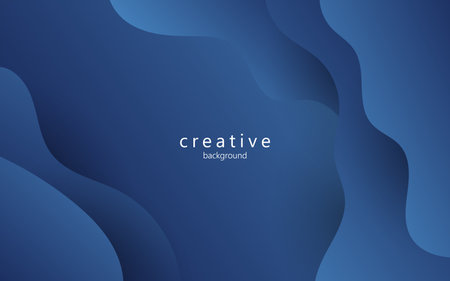 minimal abstract dynamic blue gradient color fluid, liquid wavy shape geometric composition background.のイラスト素材