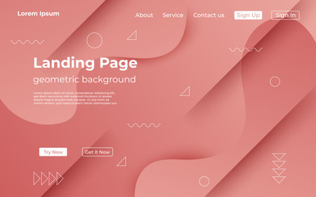 Minimal geometric pink rose abstract background, dynamic shape composition landing page backgrounds.のイラスト素材