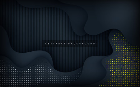 abstract dark blue navy gradient wavy overlap layers with glitters dots background. eps10 vectorのイラスト素材