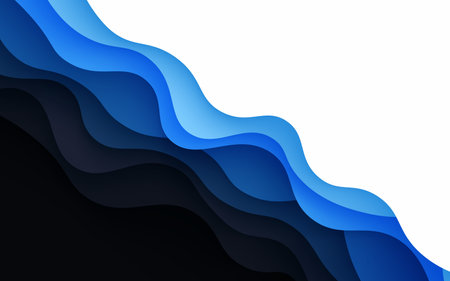 Multi layers white, blue color texture 3D papercut layers in gradient vector banner. Abstract paper cut art background design for website template. Topography map concept or smooth origami paper cutのイラスト素材