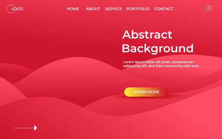 minimal abstract red liquid color wavy shape landing page background. vectorのイラスト素材