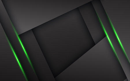 Vector abstract dark grey with green light line and text on blank space for text design modern luxury futuristic background vector illustrationのイラスト素材