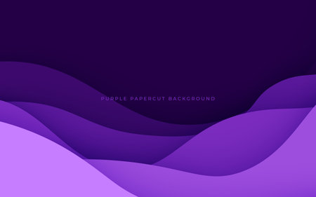 abstract purple color dynamic wavy overlap layers papercut background. eps10 vectorのイラスト素材