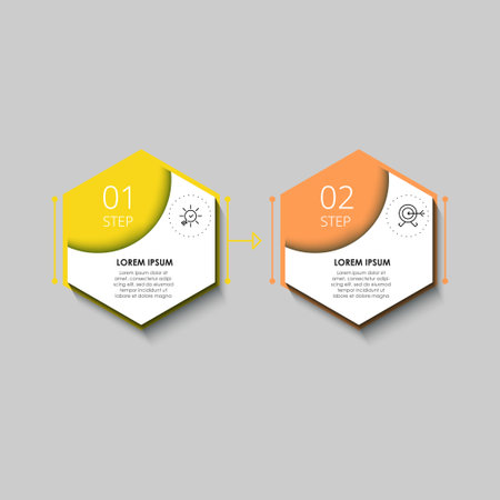 Minimal Business Infographics template. Timeline with 2 steps, options and marketing icons, square design or diagramのイラスト素材