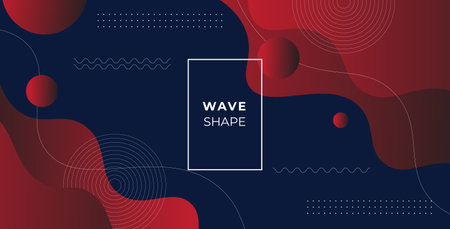 abstract navy blue, red liquid gradient color with dynamic textured geometric light wave decoration background.のイラスト素材