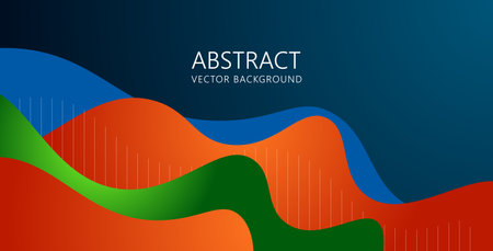 minimal simple abstract blue, orange and green gradient color wavy light design background. eps10 vectorのイラスト素材