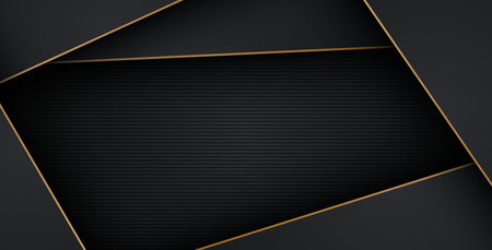 luxurious abstract black gray gold line overlap layers background.のイラスト素材