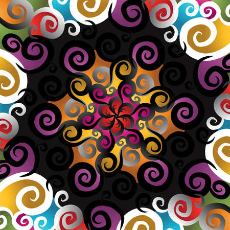 Beautiful colourful  gradient batik ethnic flower floral and leaf frame illustration for wallpaper background ads or presentation templateの写真素材